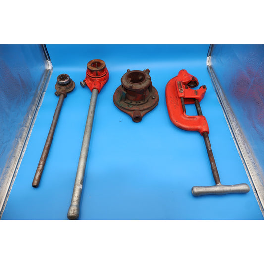 Lot of Ridgid Pipe Threading Set 65-R, 4-S, 12-R (Ratcheting Heads, Pipe Cutter)