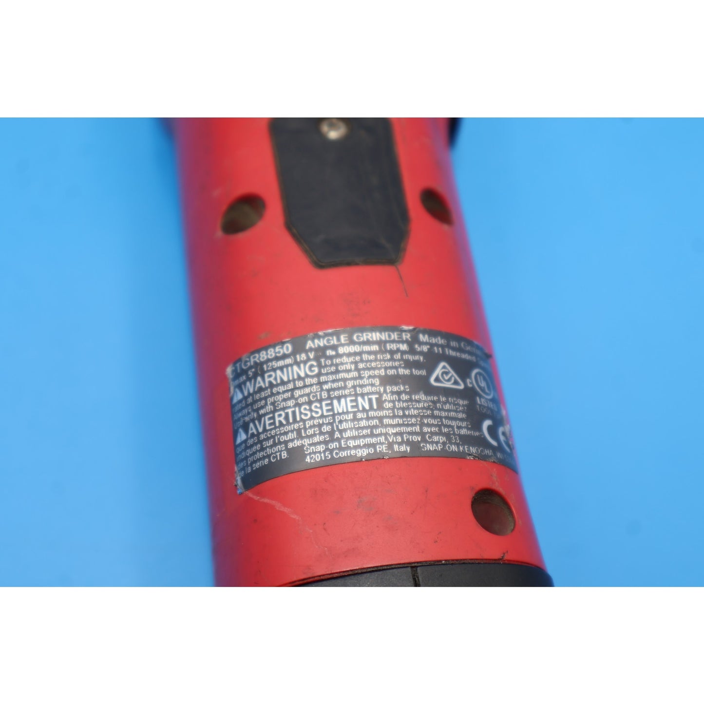 Snap-on CTGR8850 Cordless Angle Grinder/Cut Off Tool, 18V, Tool Only