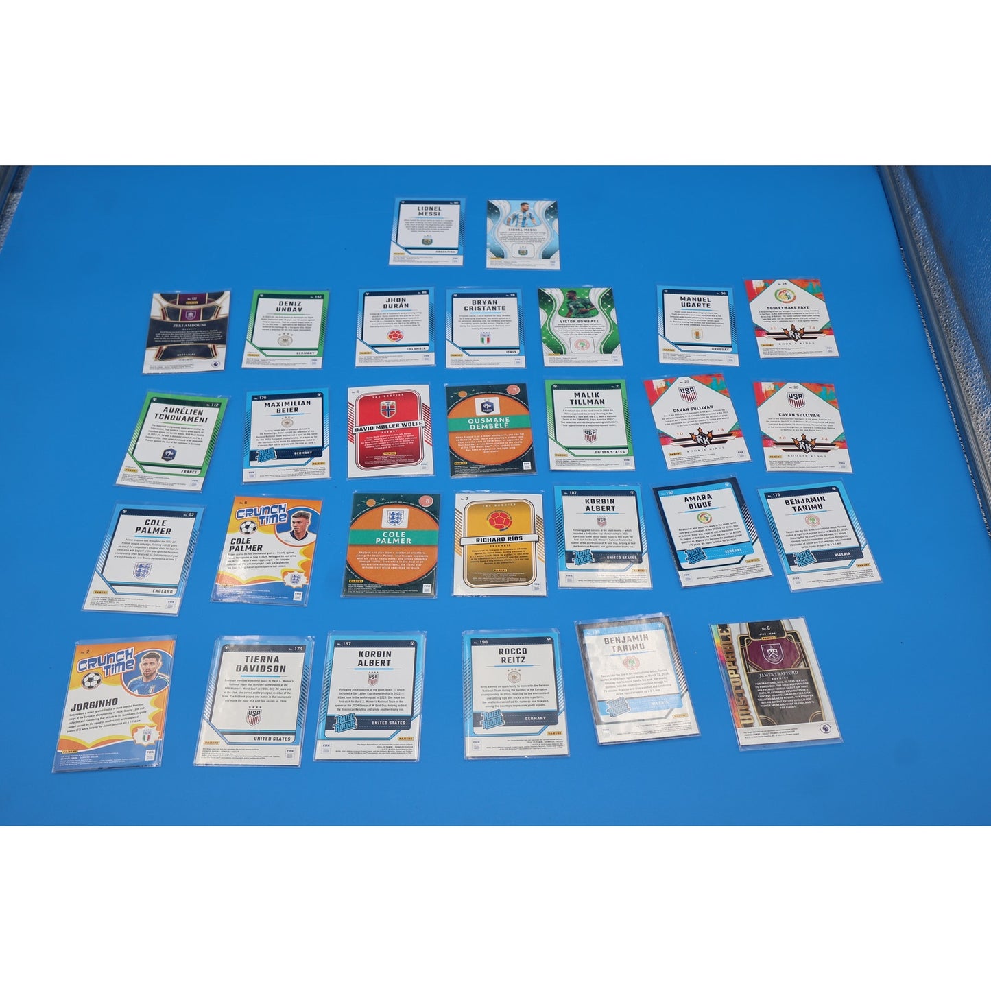 Lot of 29 Panini Soccer Trading Cards (Messi, Cole Palmer)