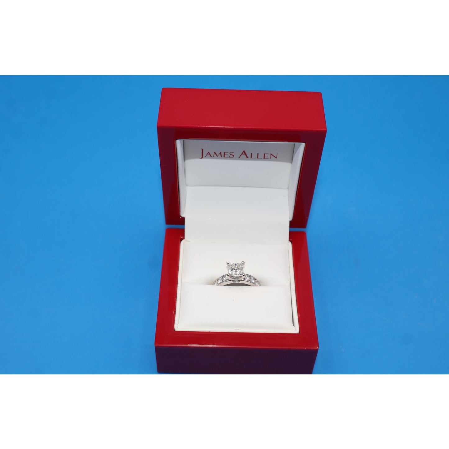 James Allen 14k White Gold Channel Set 1.28ct Princess Cut Diamond Ring
