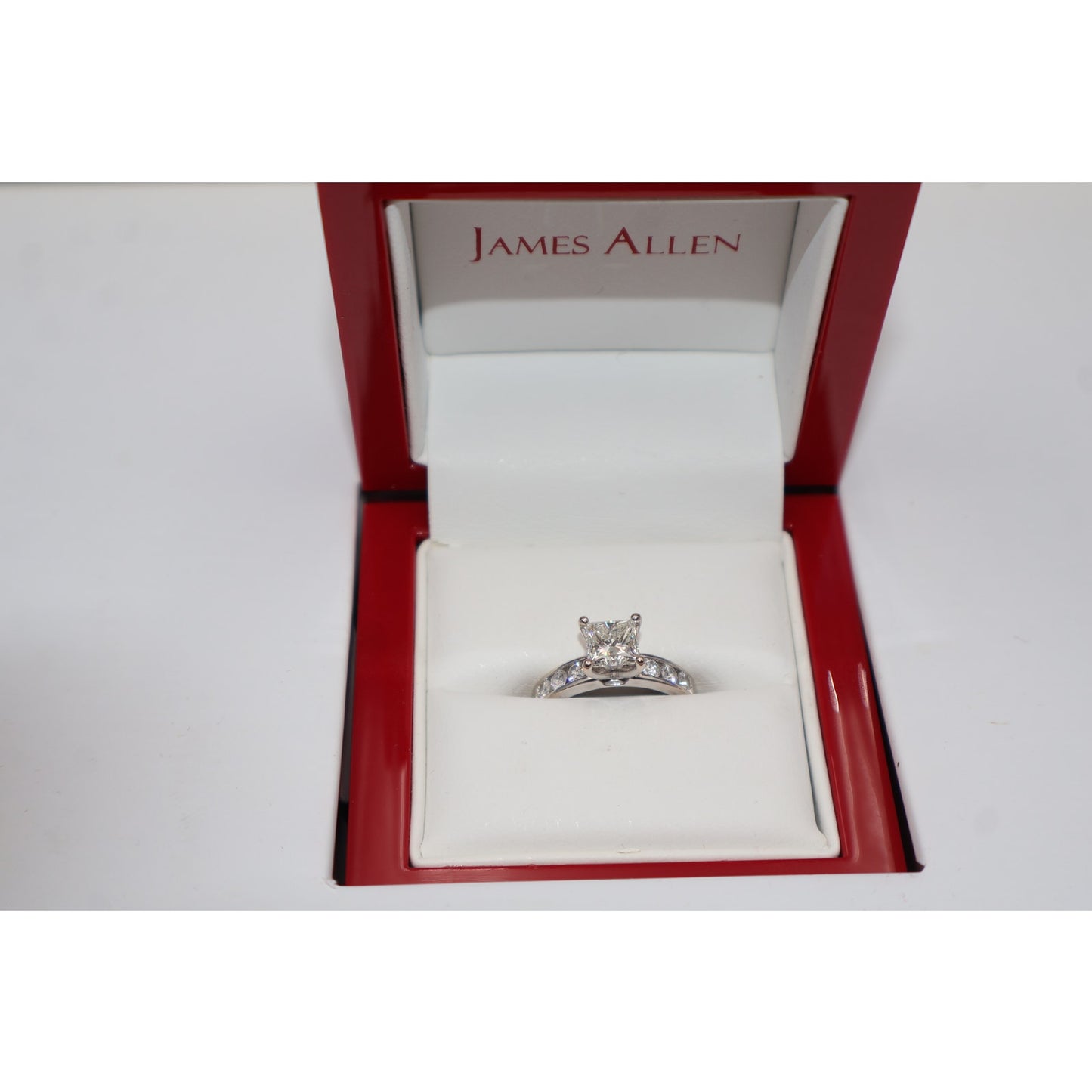 James Allen 14k White Gold Channel Set 1.28ct Princess Cut Diamond Ring