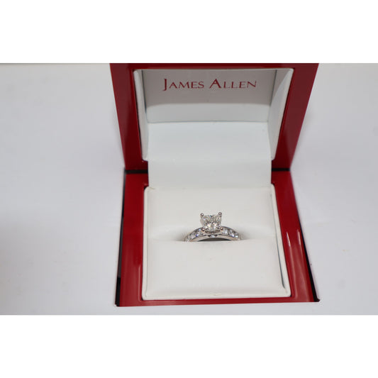 James Allen 14k White Gold Channel Set 1.28ct Princess Cut Diamond Ring